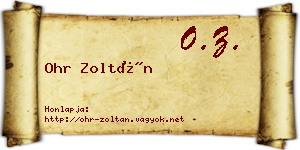 Ohr Zoltán névjegykártya